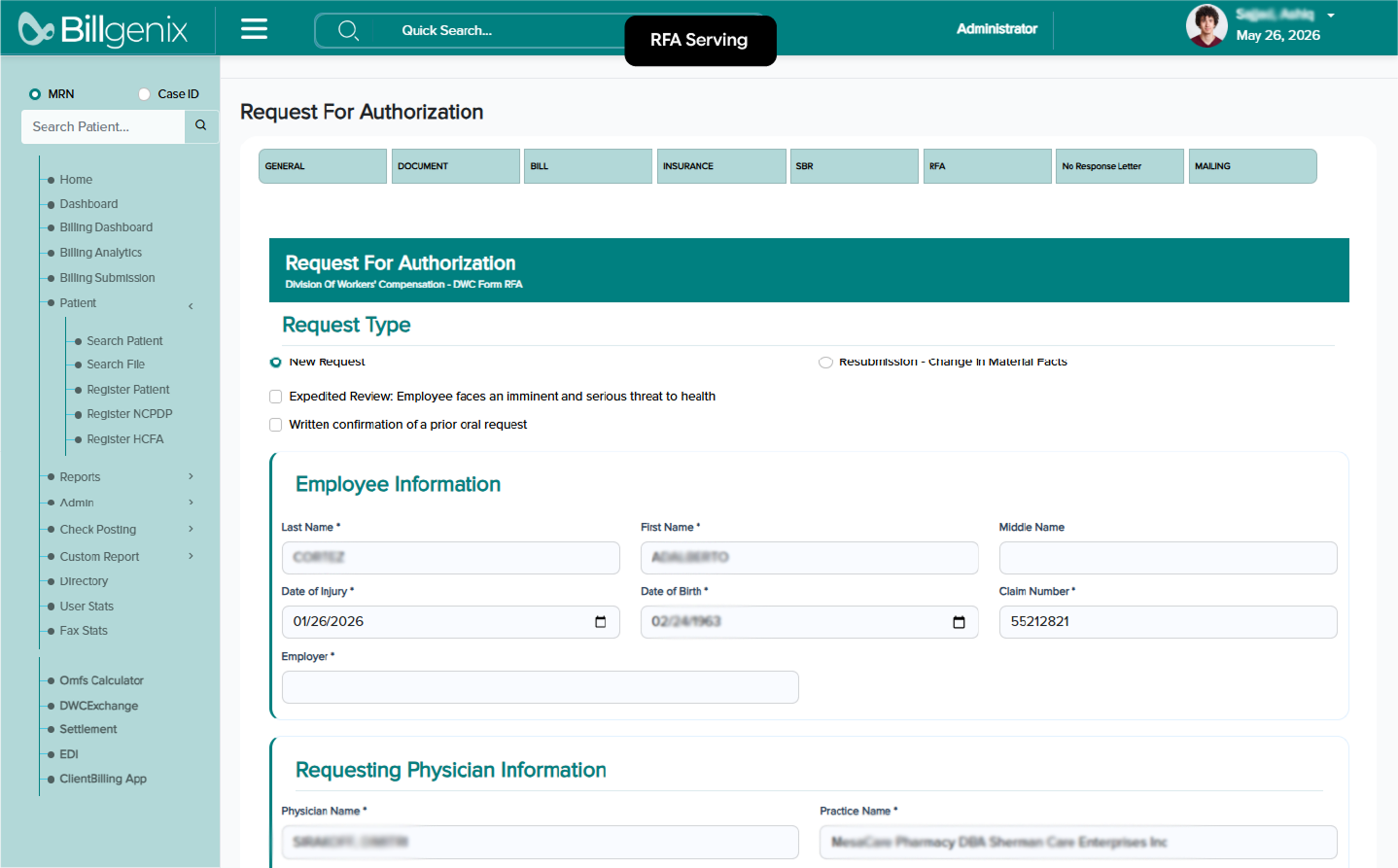 Billgenix application screen 6