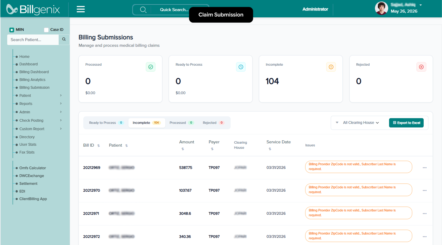 Billgenix application screen 9