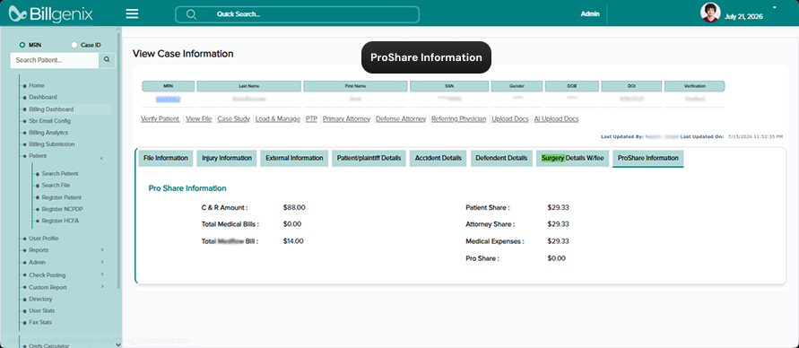Billgenix dashboard