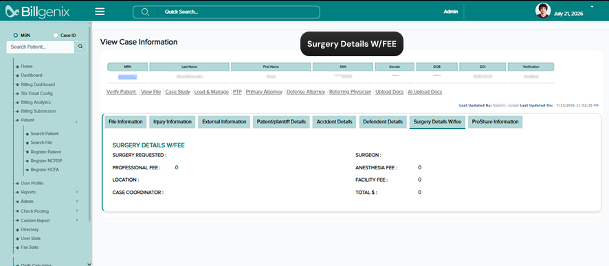 Billgenix EDI upload screen